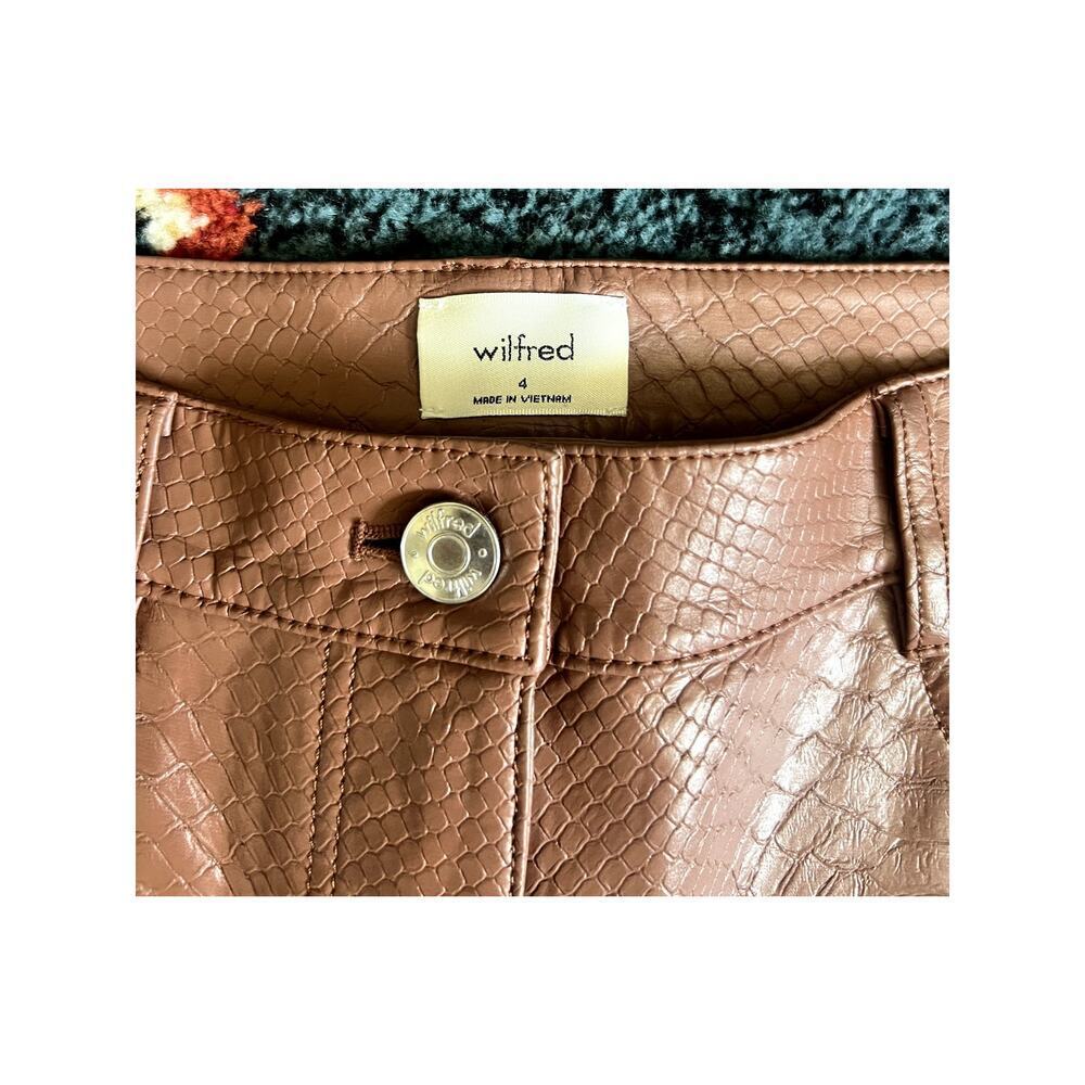 Wilfred The Melina High Waisted Vegan Leather Pants Size 4 Brown Textured - Picture 6 of 10